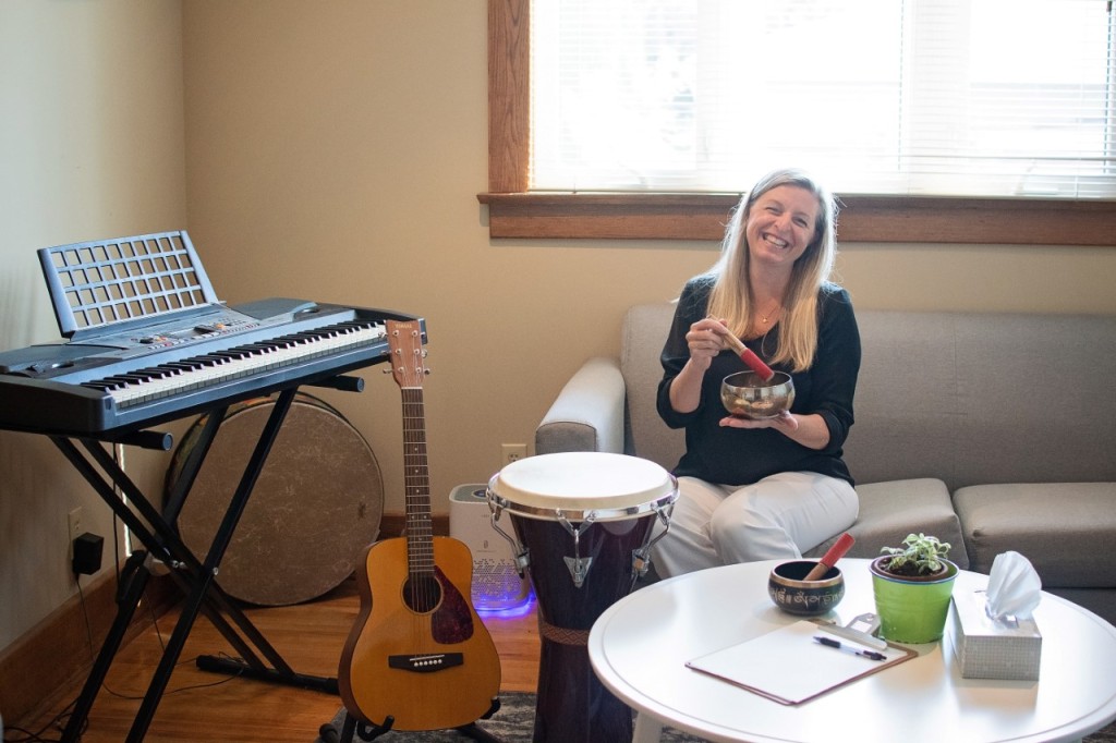 Music therapist Adrienne Pringle at her music therapy clinic.